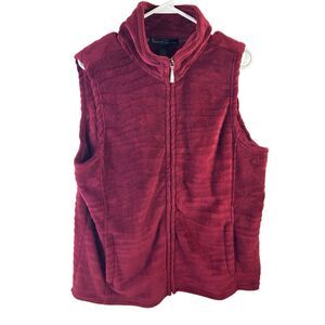 French Laundry 1x‎ zipper plush vest burgundy rn#63619